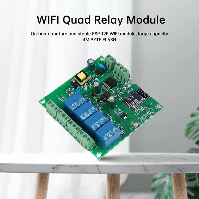 Alt view image 3 of 3 - 4 Channel ESP8266 Relay Module ESP-12F Development Board AC/DC 5V/7-28V/5-80V E-WeLink APP Remote Control