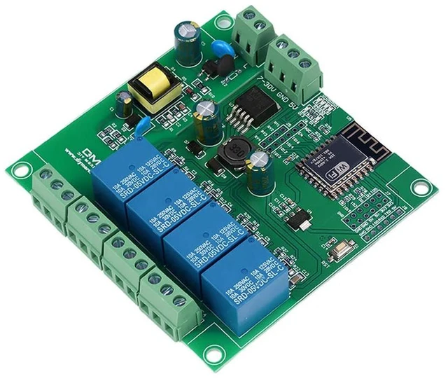 Main image of 4 Channel ESP8266 Relay Module ESP-12F Development Board AC/DC 5V/7-28V/5-80V E-WeLink APP Remote Control