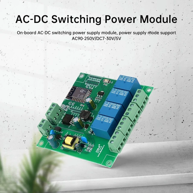 Alt view image 2 of 3 - 4 Channel ESP8266 Relay Module ESP-12F Development Board AC/DC 5V/7-28V/5-80V E-WeLink APP Remote Control