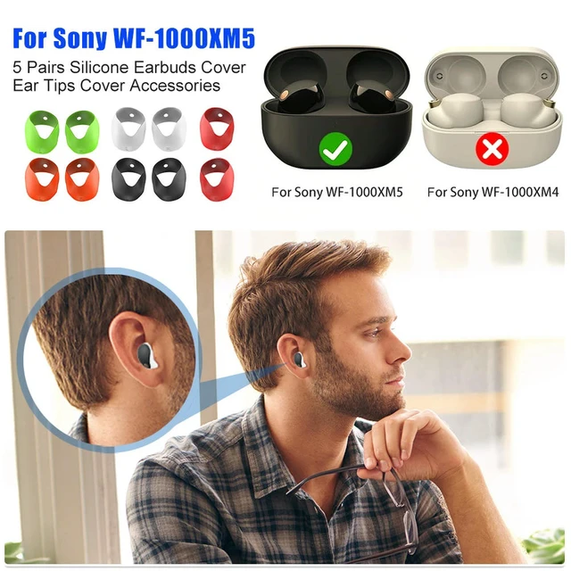 Alt view image 3 of 3 - 5 Pairs Silicone Ear Tips Cover Accessories Anti-Slip Ear Caps Replacement Protective Ear Cover for WF-1000XM5 Headphones