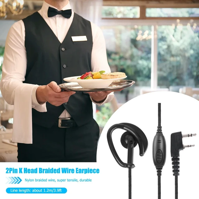Alt view image 3 of 3 - 2Pin Earpiece Headset PTT Interphone MIC Earphone Ear Hook for Baofeng Radio