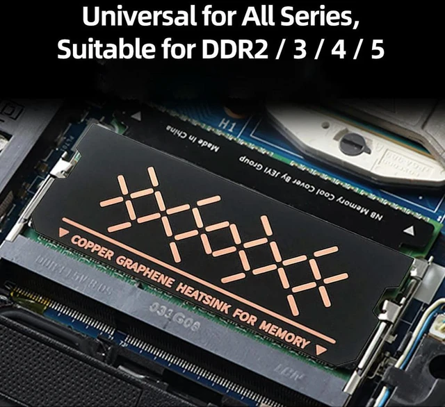Alt view image 2 of 3 - 2pcs Thermal Pad Copper Foil Design Heat Dissipation Pad Antioxidant Graphene Coating for PC DDR5 DDR4 DDR3 Memory Module