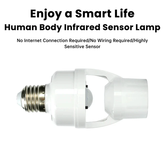 Alt view image 3 of 3 - E27 Plug Socket Switch Base AC 100-240V 360 Degrees Induction Motion Sensor infrared Human LED Bulb light Lamp Head
