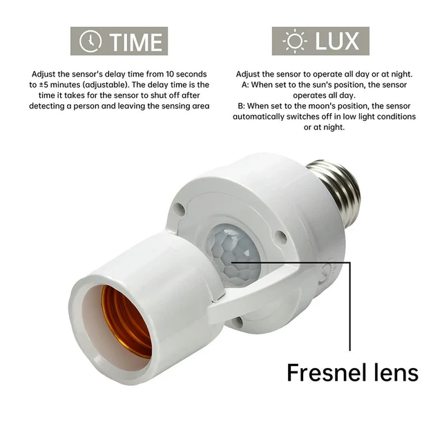 Alt view image 2 of 3 - E27 Screw Port Sensor Lamp Head Infrared Body Motion Sensor Lamp Head Infrared Sensor Switch AC100-240V
