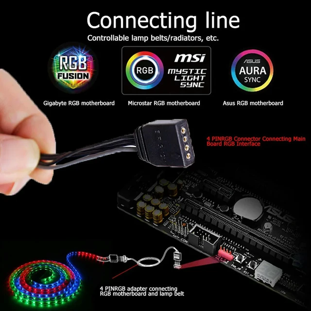 Alt view image 3 of 3 - PHANTEKS Female to Female RGB Connector Cable 4Pin PC Case Fan LED Strip Adapter