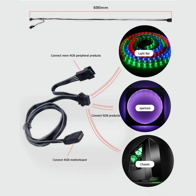 Alt view image 2 of 3 - PHANTEKS Female to Female RGB Connector Cable 4Pin PC Case Fan LED Strip Adapter