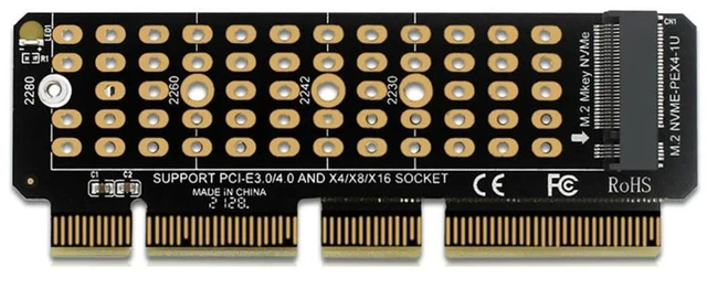 Main image of M2 NVME Adapter Card M.2 M-Key M.2 To PCI-E4.0 Converter SSD To PCIE4.0 Full Speed X4 Support 1U Server for 2230-2280 M.2 SSD