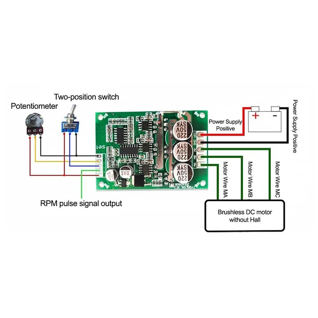 Alt view image 3 of 3 - DC 12 To 36V 500W 15A Brushless Hall Free Motor Driver Board Motor Foward Reverse Speed Controller Control Switch Module