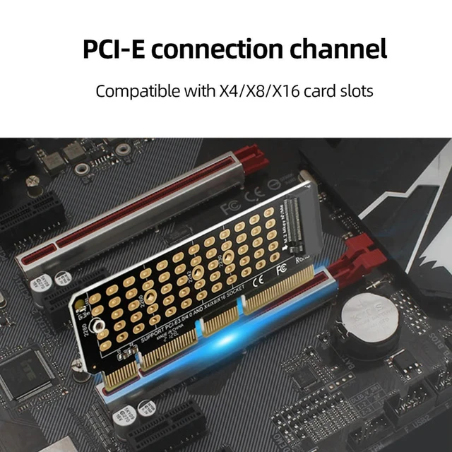 Alt view image 2 of 3 - M2 NVME Adapter Card M.2 M-Key M.2 To PCI-E4.0 Converter SSD To PCIE4.0 Full Speed X4 Support 1U Server for 2230-2280 M.2 SSD
