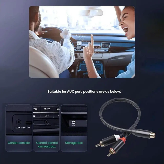 Alt view image 3 of 3 - 1 RCA Female to 2 RCA Male Y Stereo Audio Cable Replacement for Car Speaker Amplifier 29cm RCA Male Connectors Audio Cable