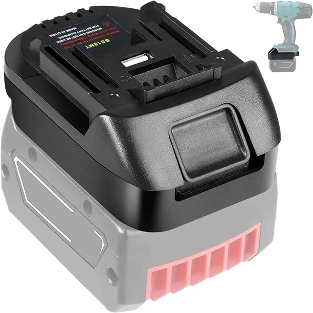 Alt view image 3 of 3 - BS18MT Adapter Converter USB For Bosch 18V BAT619G/620 Batteries Convert To For Makita 18V BL 1860 Lithium