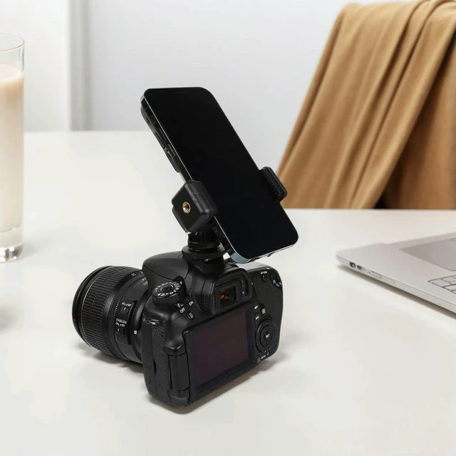 Alt view image 3 of 3 - Phone Holder 360° Rotation Phone Mount for Camera Hot Shoe Monitor Flexible Tripod Adapter for DSLR Camera