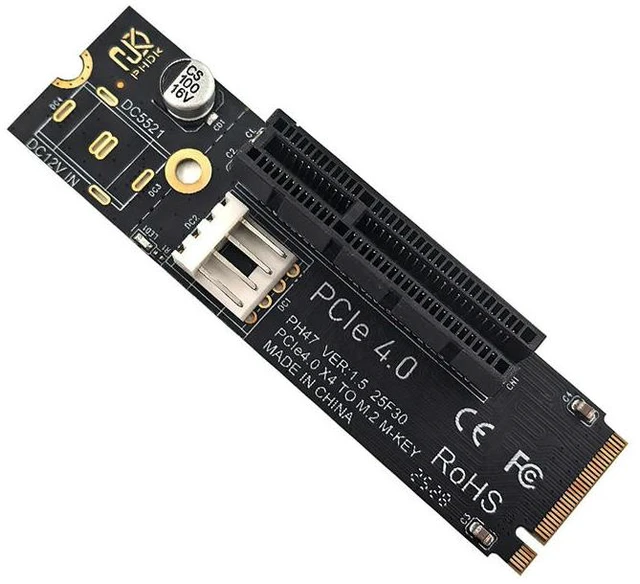 Alt view image 3 of 3 - NGFF M.2 To PCI-E 4X Adapter Card Compatible with X1 X4 X8 X16 PCI-e Interface Static Bag Packaging