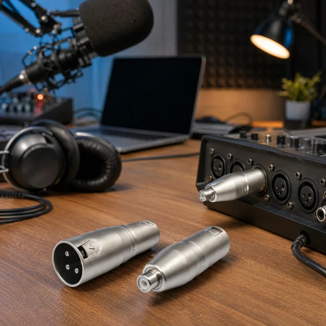 Alt view image 2 of 3 - RCA Female to XLR Male Adapter 3-Pin Balanced Nickel-Plated l Audio for Mixer Amplifier Active Speaker Recorder 2PCS