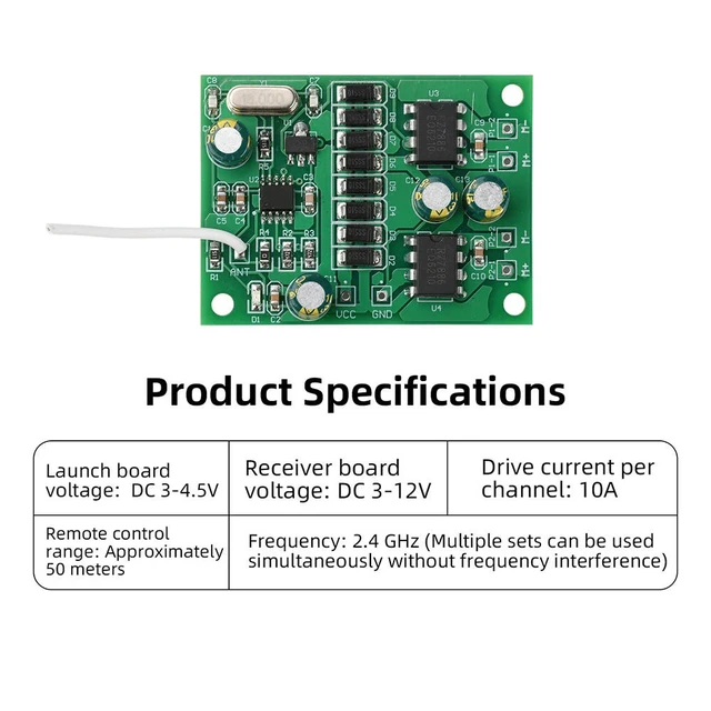 Alt view image 3 of 3 - 2.4GHz 4 Channel Remote Control Receiver Board Kit Toy Car Models Boat Models Tank DIY Remote Controller Accessories