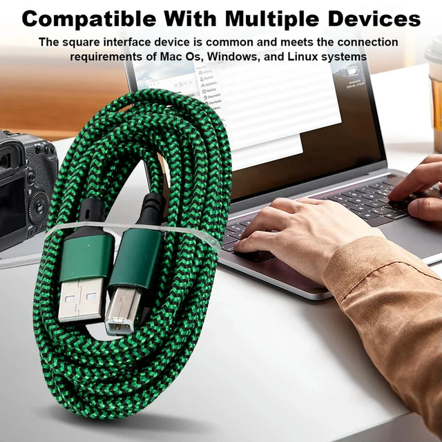 Alt view image 2 of 3 - USB 2.0 A To B Printer Cable Universal USB A Type Male To B Type Male Cable High-Speed Printer Cord for Laptop Phone