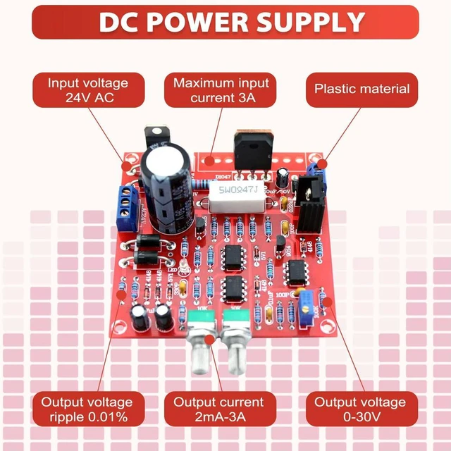 Alt view image 2 of 3 - 0-30V 2Ma-3A Adjustable DC Regulated Power Supply DIY Kit Short With Protection