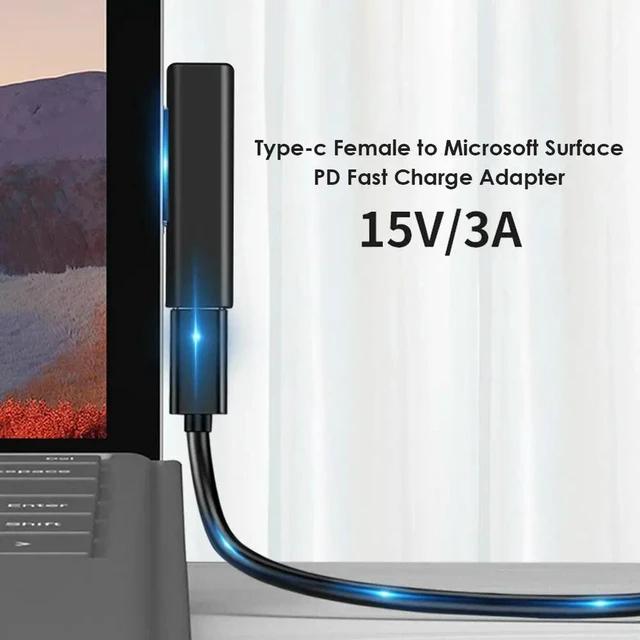 Alt view image 2 of 3 - Plug Converter Female PD Fast Charging Type C Power Adapter USB C Connector for Microsoft Surface Pro 3 4 5 6