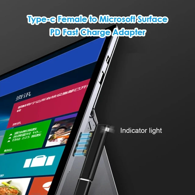 Alt view image 3 of 3 - Plug Converter Female PD Fast Charging Type C Power Adapter USB C Connector for Microsoft Surface Pro 3 4 5 6