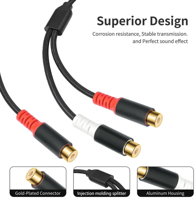 Alt view image 2 of 2 - 2 RCA Coupler Cable 0.8 Meters Dual 2RCA Female To Female Audio Cable Double RCA Extension Cord Hi-Fi System Accessories