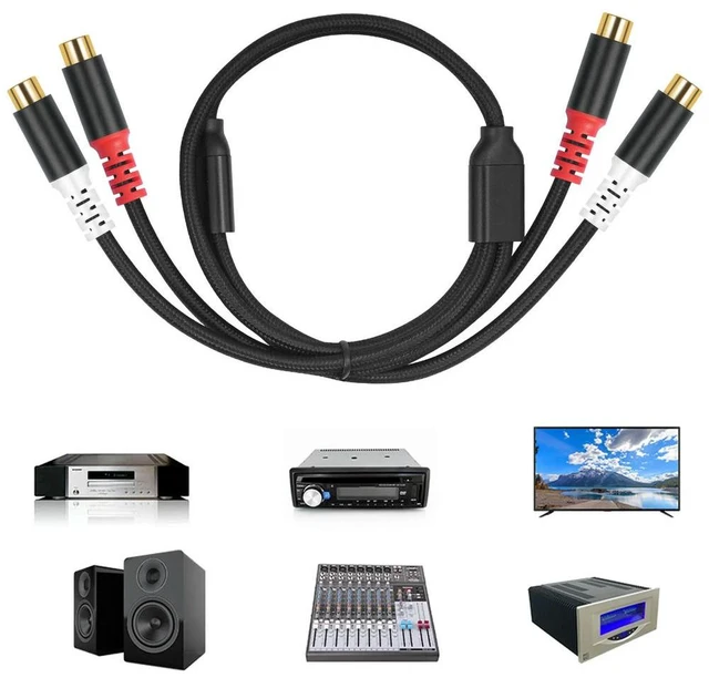 Main image of 2 RCA Coupler Cable 0.8 Meters Dual 2RCA Female To Female Audio Cable Double RCA Extension Cord Hi-Fi System Accessories