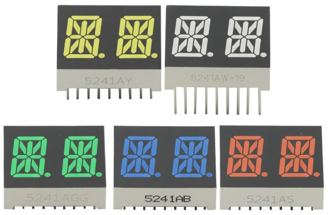 Main image of 5PCS 0.54 Inch 2-Digit Common Cathode Alphanumeric LED Display, 5 Colors , High Brightness 2-Digit M-Type Digital Tube