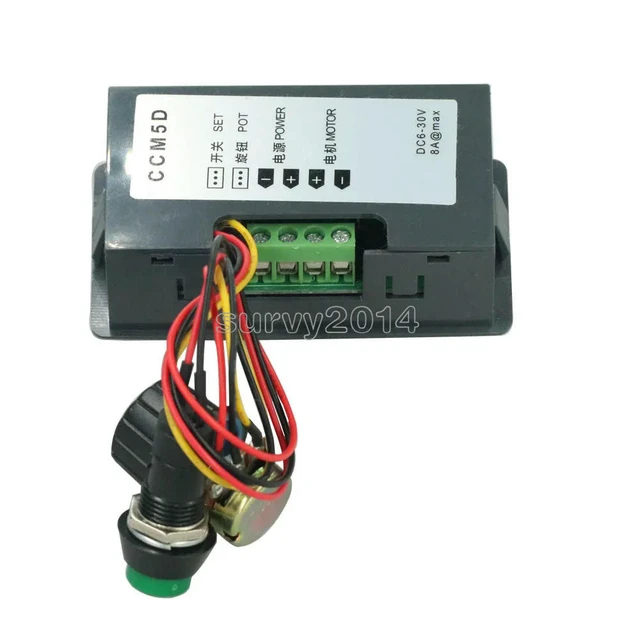 Alt view image 3 of 3 - DC 6V-30V 12V 24V MAX 8A 16kHz Adjustable PWM Motor Speed Controller Digtal Display DC motor Control CV Governor Switch