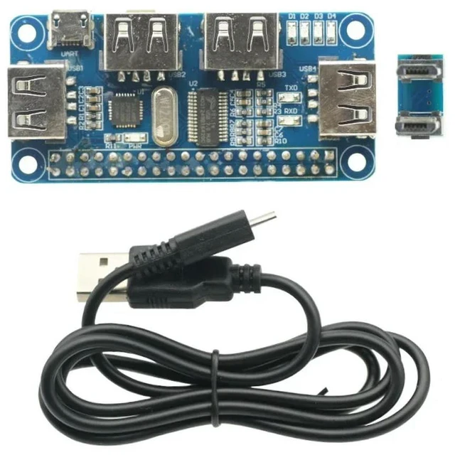 Main image of 4 Ports USB HUB HAT For Raspberry Pi 3 / 2 / Zero W Extension Board USB To UART For Serial Debugging Compatible With USB2.0/1.0