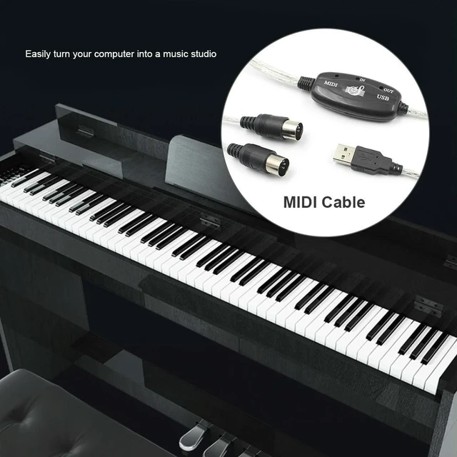 Alt view image 3 of 3 - USB IN-OUT MIDI Adapter Cable Set Converter Cord Lightweight PC to Music Electronic Keyboard Music Elements