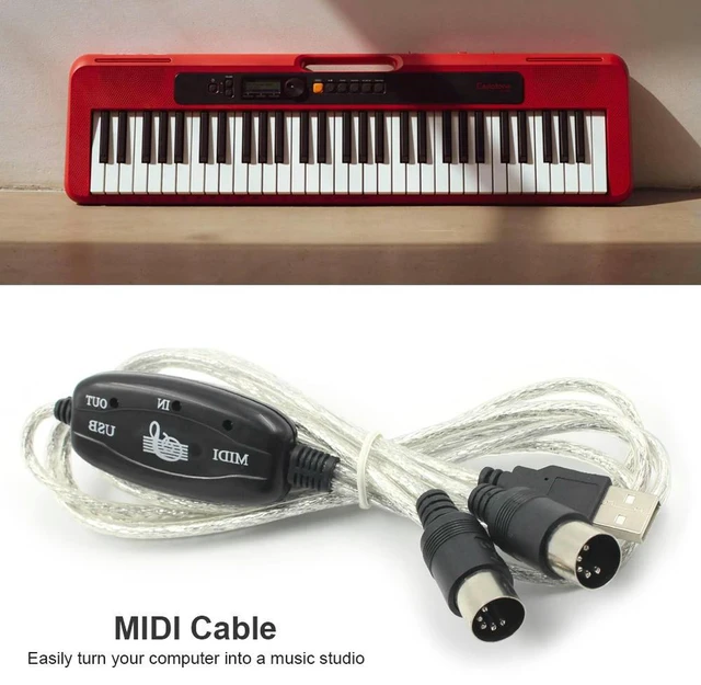 Alt view image 2 of 3 - USB IN-OUT MIDI Adapter Cable Set Converter Cord Lightweight PC to Music Electronic Keyboard Music Elements
