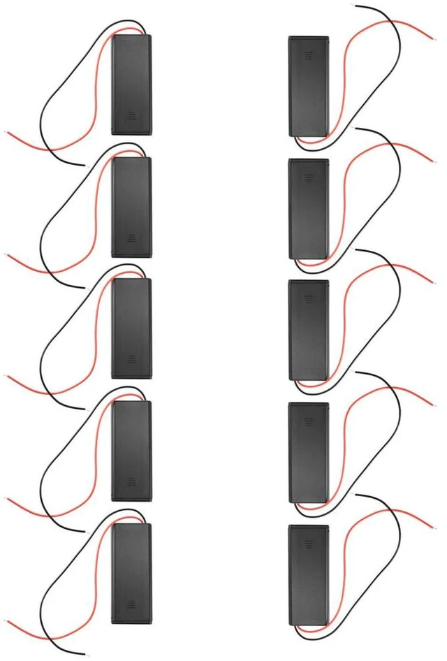 Alt view image 2 of 3 - 10/Pcs 2 AAA Holder With Switch ON Off And Back Cover With Cord Wire Leads 3V Batteries Box Box