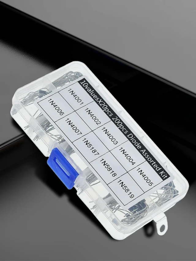 Alt view image 3 of 3 - 200Pcs Rectifier Diode Assorted Kit 1N5817 1N5818 1N5819 10 Values Assorted Rectifier Diodes with Box 1N4004 1N4005 1N4006 5V