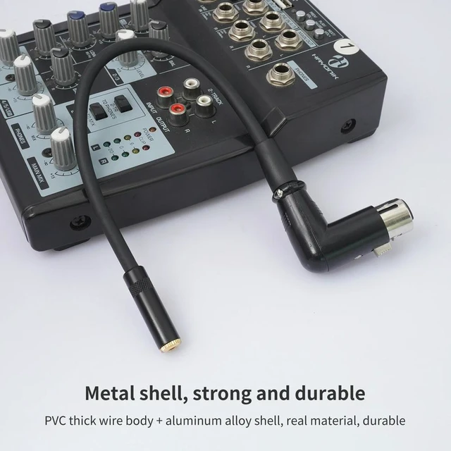 Alt view image 2 of 3 - Right Angle XLR To 3.5mm Adapter for Speakers Microphone Amplifiers Xlr Male To 3.5mm Audio Adapters Length 11.8 Inch/0.3 Meter