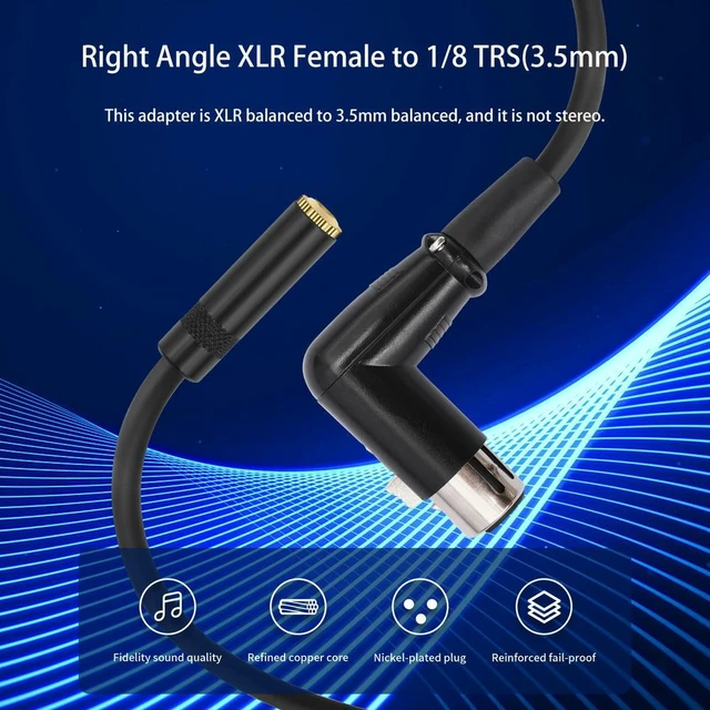 Alt view image 3 of 3 - Right Angle XLR To 3.5mm Adapter for Speakers Microphone Amplifiers Xlr Male To 3.5mm Audio Adapters Length 11.8 Inch/0.3 Meter