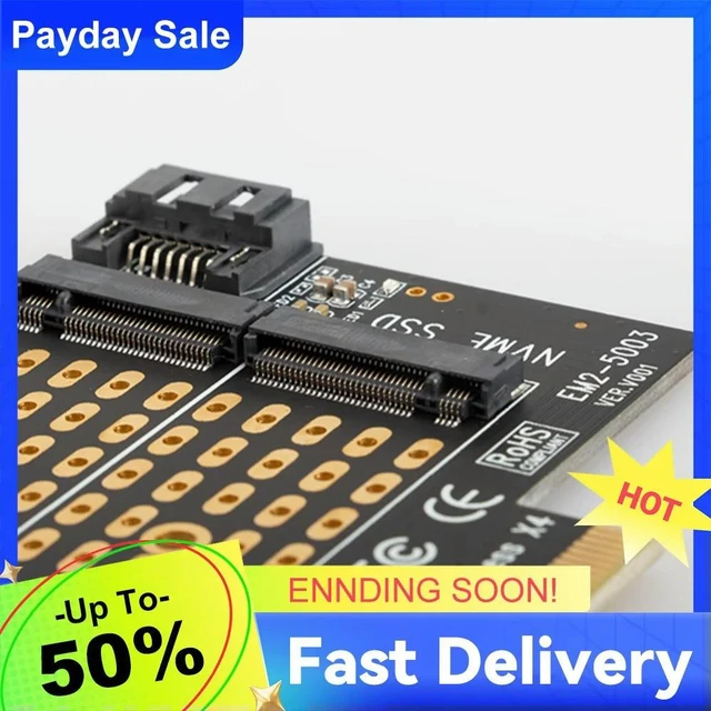 Main image of Dual M.2 to PCI-E 3.0 X4 Adapter Card Replacement for PCIe NVMe SATA M2 SSD 2230 2242 2260 2280 Computer Peripherals
