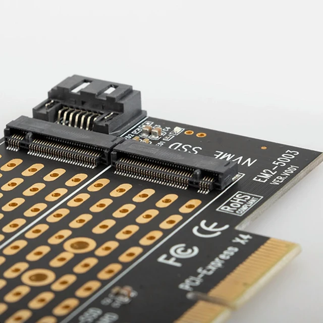Alt view image 3 of 3 - Dual M.2 to PCI-E 3.0 X4 Adapter Card Replacement for PCIe NVMe SATA M2 SSD 2230 2242 2260 2280 Computer Peripherals