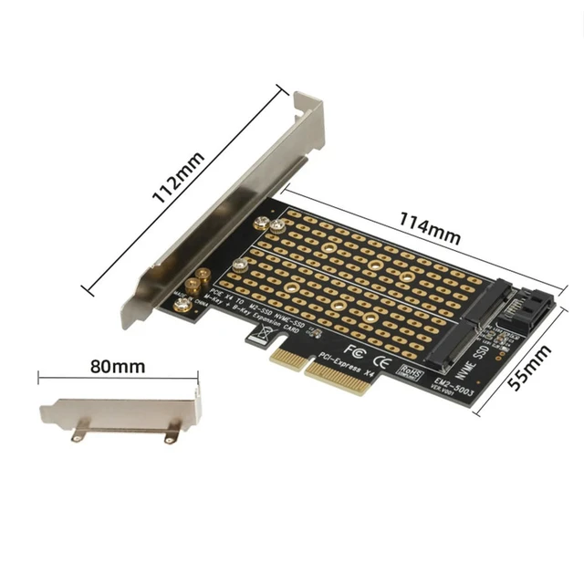 Alt view image 2 of 3 - Dual M.2 to PCI-E 3.0 X4 Adapter Card Replacement for PCIe NVMe SATA M2 SSD 2230 2242 2260 2280 Computer Peripherals