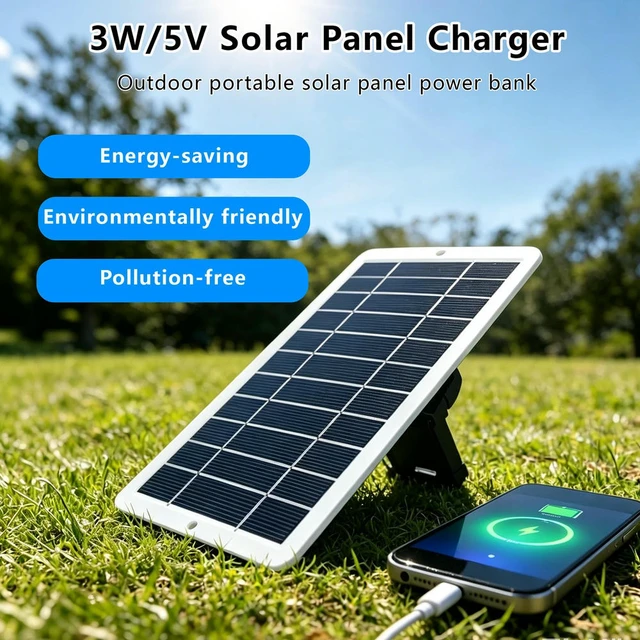 Alt view image 3 of 3 - 4W USB Solar Charging Panel 5V Monocrystalline Outdoor Waterproof Phone Charger
