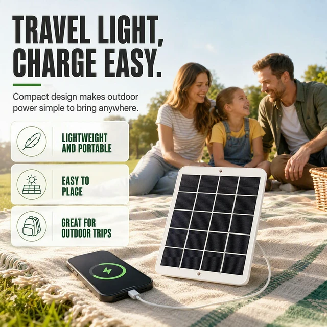 Alt view image 2 of 3 - 4W USB Solar Charging Panel 5V Monocrystalline Outdoor Waterproof Phone Charger