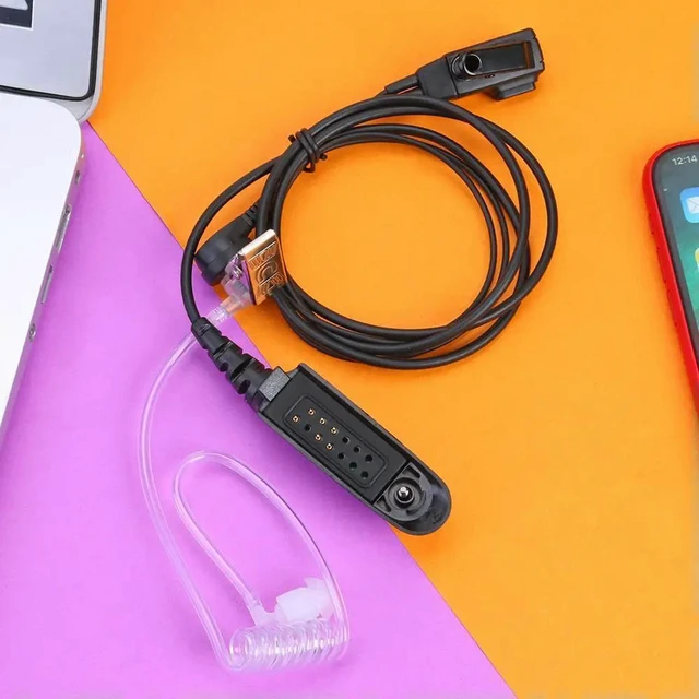 Alt view image 2 of 3 - Acoustic Tube Earpiece Mic PTT Headset for GP380 PRO5150 GP338 Radio