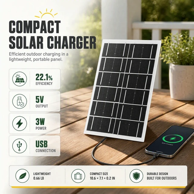 Alt view image 3 of 3 - 5V 3W USB Solar Panel Flexible Monocrystalline Waterproof 22% Efficiency Outdoor Camping Hiking
