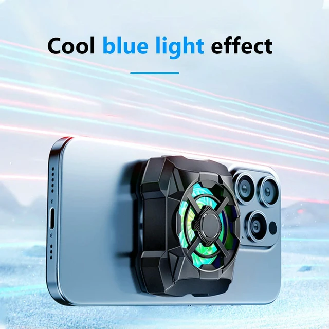 Alt view image 3 of 3 - Mobile Phone Radiator Rechargeable with Blue Light Phone Heatsink Magnetic 3 Speeds Adjustable for Gaming Quick Cooling