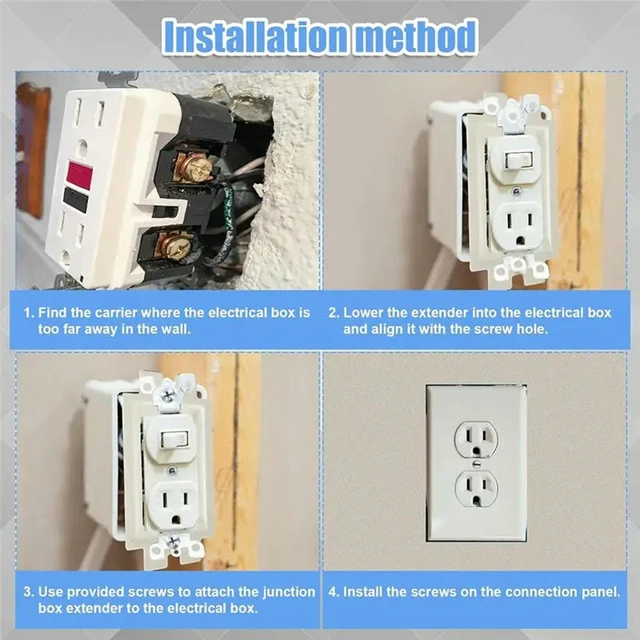 Alt view image 2 of 3 - 6 Pcs Box Extender Single Gang Box Extender With 12Pcs Screws 1 Gang Switch Unit Receptacle Extender