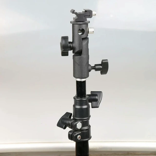 Alt view image 2 of 3 - Hot Shoe Speedlite Umbrella Holder Light Stand Universal Hot-Shoe Flash Holder Adapter 180-degree Angle Adjustment