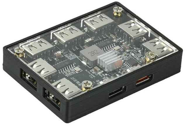 Main image of 1 to 7 Port USB 2.0 Hub USB Expansion Module With Power Supply Rechargeable Type C Power Supply Port Extender