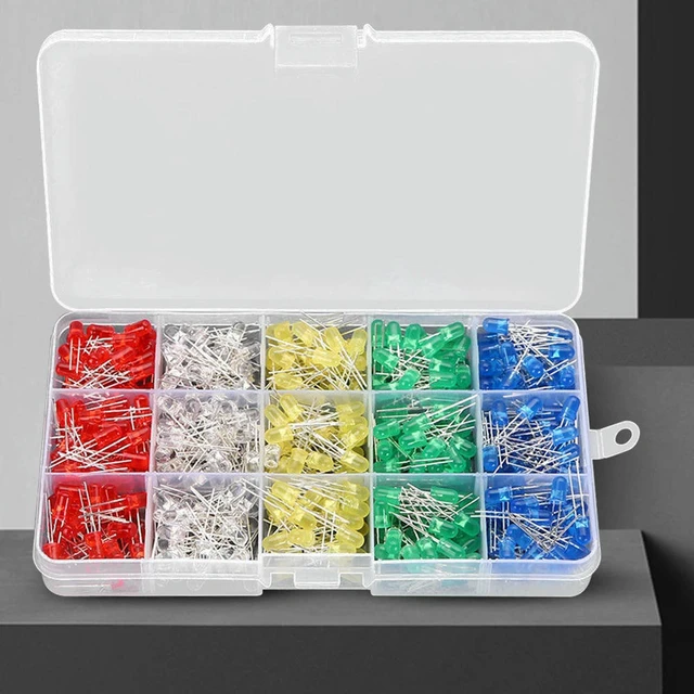 Alt view image 2 of 3 - 500Pcs Luminous Diode Kit Red Yellow Blue Green White 5MM Light Emitting Diode Assortment 100Pcs/Color for Electrical Equipment