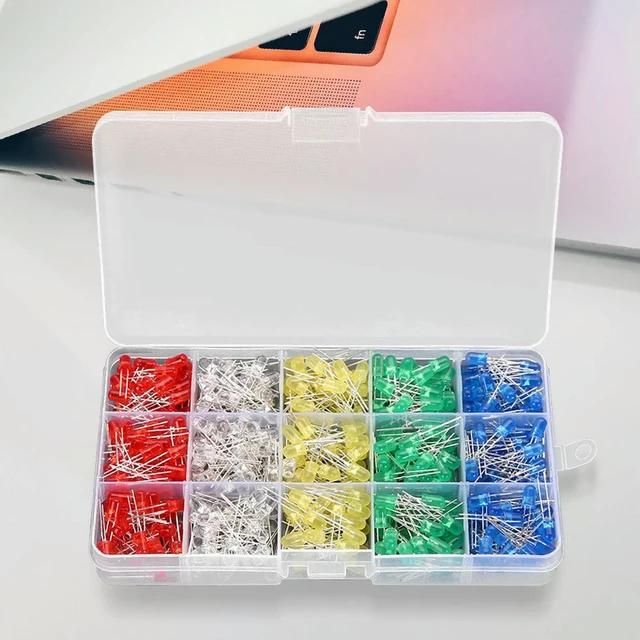 Alt view image 3 of 3 - 500Pcs Luminous Diode Kit Red Yellow Blue Green White 5MM Light Emitting Diode Assortment 100Pcs/Color for Electrical Equipment