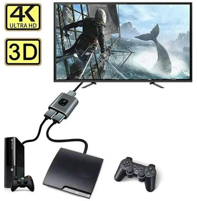 Alt view image 2 of 3 - -Compatible Splitter 4K Bi-Direction Switch 1X2/2X1 HD 2 Input 1 Output For PS4/5 TV Box Switching Adapter Switcher