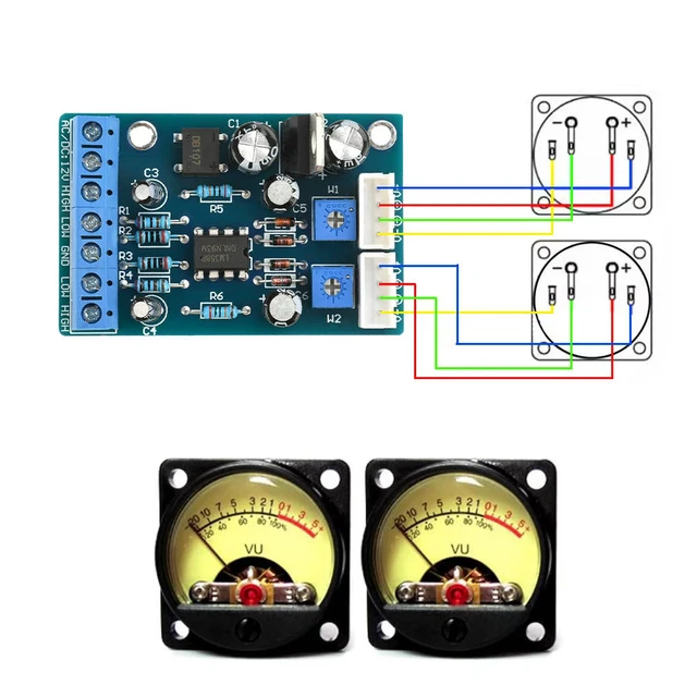 Alt view image 2 of 3 - AC/DC 12-15V Upgraded Edition VU Meter Driver PCB Board Amplifier Stereo Meter Level Meter Module For TA7318P