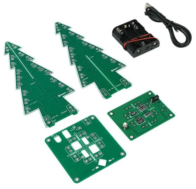Main image of 3D Christmas Tree LED DIY Kit LED Flash Circuit Kit Electronic Welding Fun Suite 7 Color PCB Welding Free DC 4.5-5V
